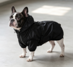 Black Size M Raincoat – Built-in Chest Strap + Back Zipper + Detachable Hood