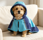 Blue Waterproof and Rainproof Raincoat – with Reflective Strips - Image 2