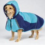 Blue Waterproof and Rainproof Raincoat – with Reflective Strips