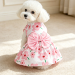 Floral Pure Cotton Cute Puppy Dress