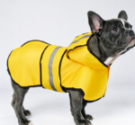 Yellow Size L Hooded Rain Poncho – with Leash Hole + Reflective Strips