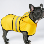 Yellow Size L Hooded Rain Poncho – with Leash Hole + Reflective Strips