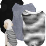 Solid Color Sleeveless Striped Pet T-Shirts – Black Medium (3-Piece Set)