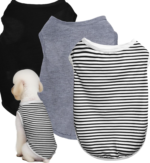 Solid Color Sleeveless Striped Pet T-Shirts – Black Medium (3-Piece Set)