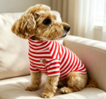 Red Striped High-Neck Stretch Dog Pullover