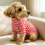 Red Striped High-Neck Stretch Dog Pullover