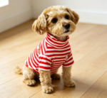 Red Striped High-Neck Stretch Dog Pullover - Image 2