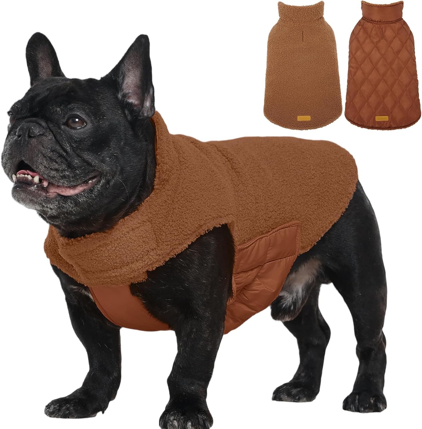 71XPT4g1EnL._AC_SL1500_.jpg Reversible Warm and Waterproof Dog Jacket (Fleece/Quilted) - Image 1