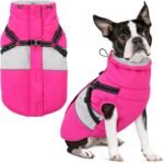Waterproof Fleece-Lined Dog Snow Jacket (with Chest Strap)