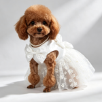 Pearl Necklace Decorated White Wedding Dress