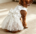 Pearl Necklace Decorated White Wedding Dress - Image 2