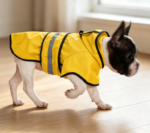 Medium Yellow Reflective Hooded Rain Poncho – with Leash Hole - Image 2