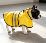 Medium Yellow Reflective Hooded Rain Poncho – with Leash Hole