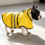 Medium Yellow Reflective Hooded Rain Poncho – with Leash Hole